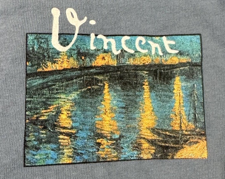 Pierce Archive Green Van Gogh STARRY NIGHT RHÔNE T- Shirt Men’s Size SMALL
