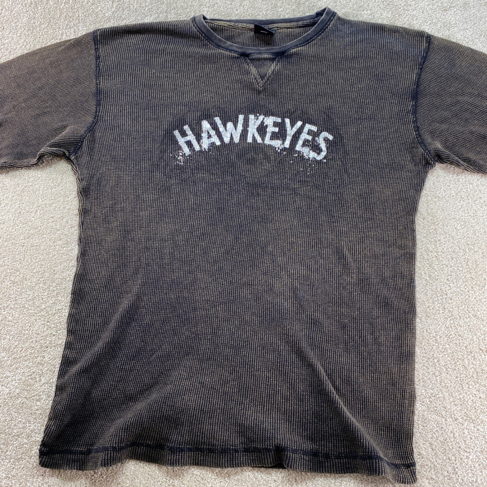 TSI Sportswear Hawkeyes Shirt Mens XL Washed Black Thermal Long Sleeve