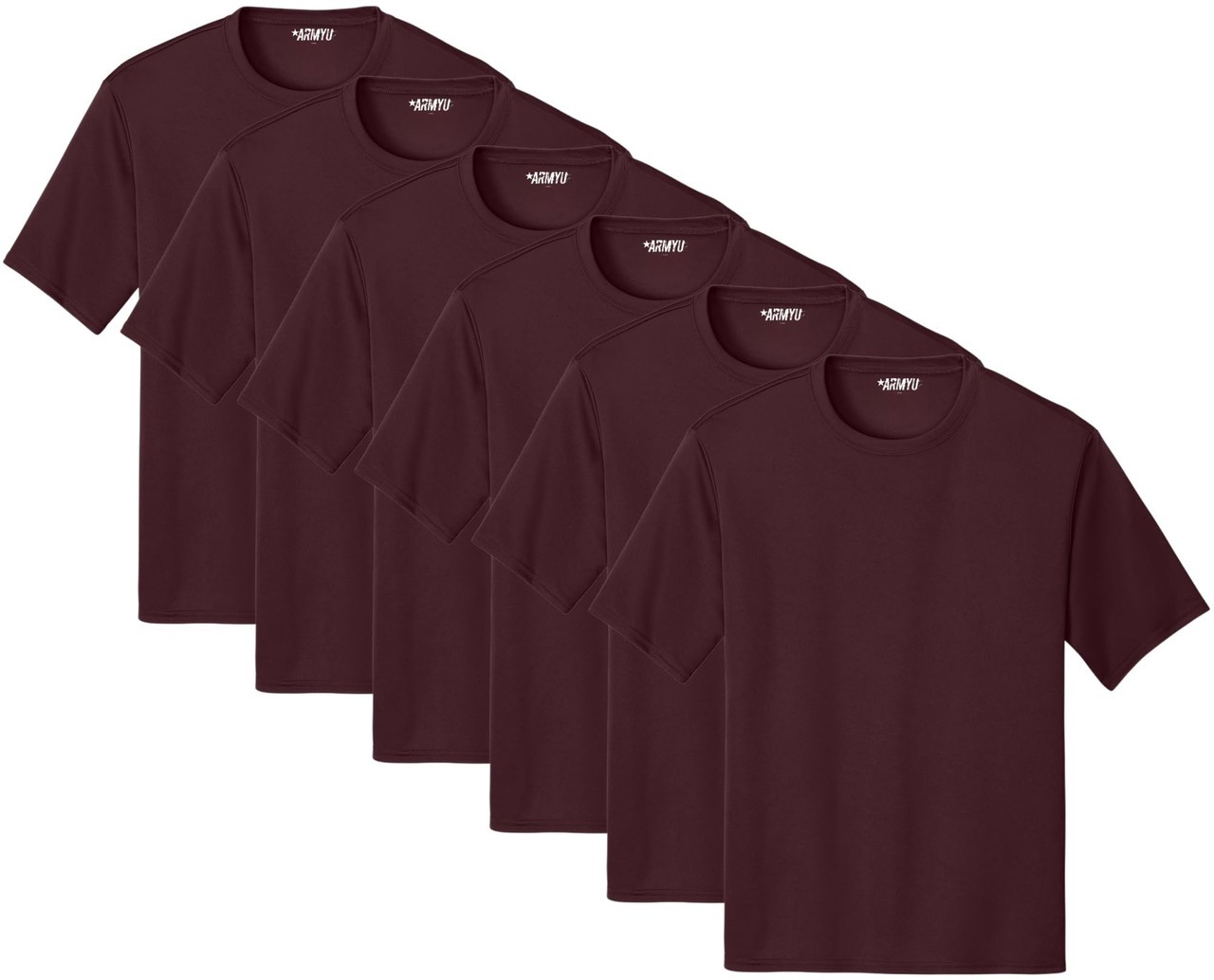 Solid Performance Military T-Shirts 100% Polyester Moisture Wicking Tee, 6-Pack