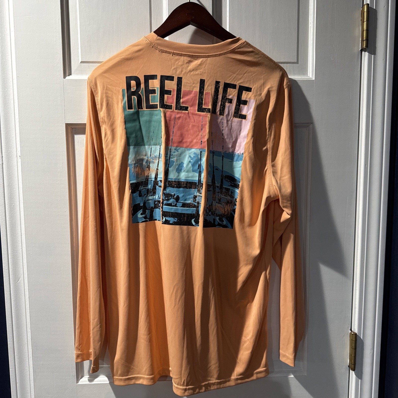 Reel Life Long Sleeve UV Mens Size Large Apricot Defender Lightweight