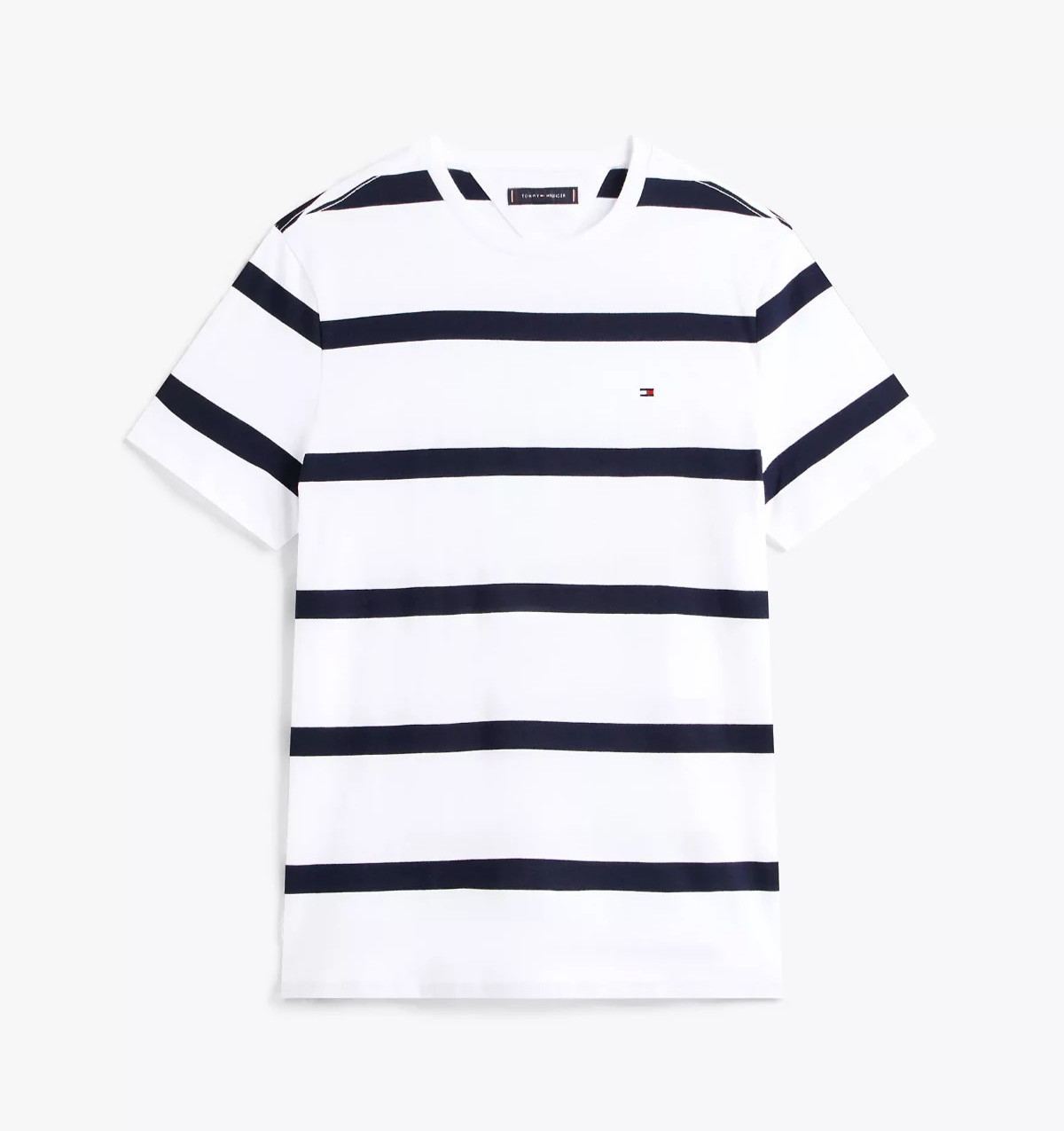 Tommy Hilfiger Men’s Regular Fit Rugby Stripe Cotton Jersey Crewneck T-Shirt Tee