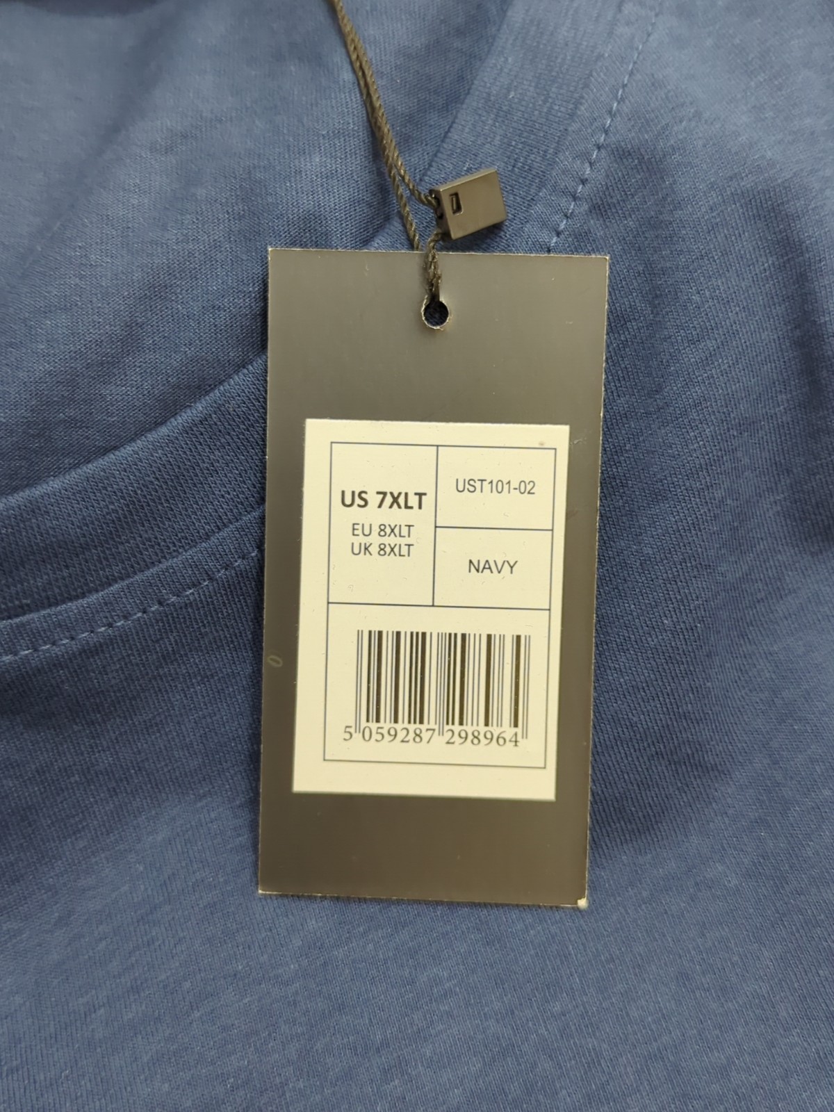 Bigdude Short Sleeve Plain Crew Neck Straight Hem T Shirt Size 7XL Navy