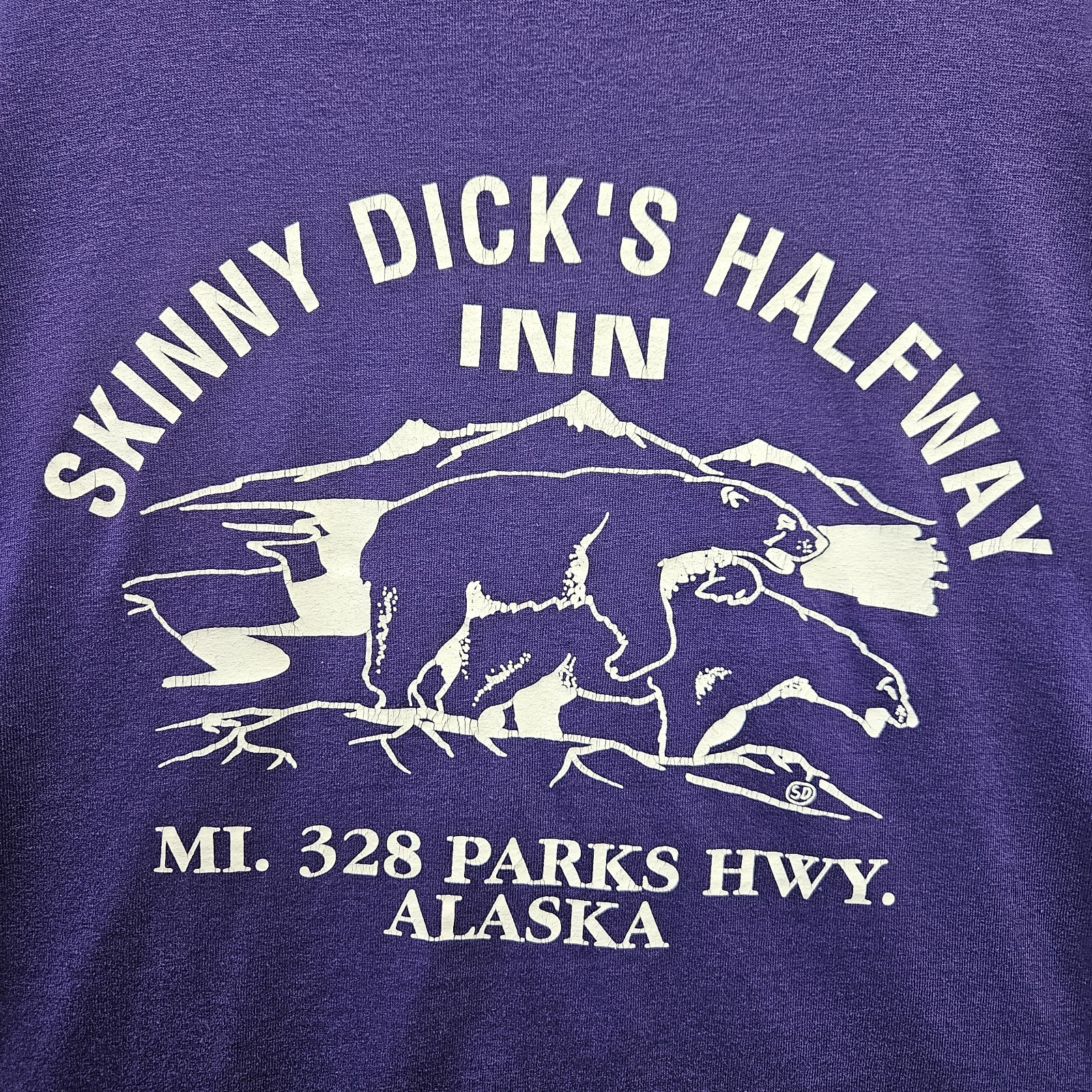 Funny Vintage 90s T Shirt Skinny Dicks Halfway Inn Alaska 2XL JERZEES Polar Bear