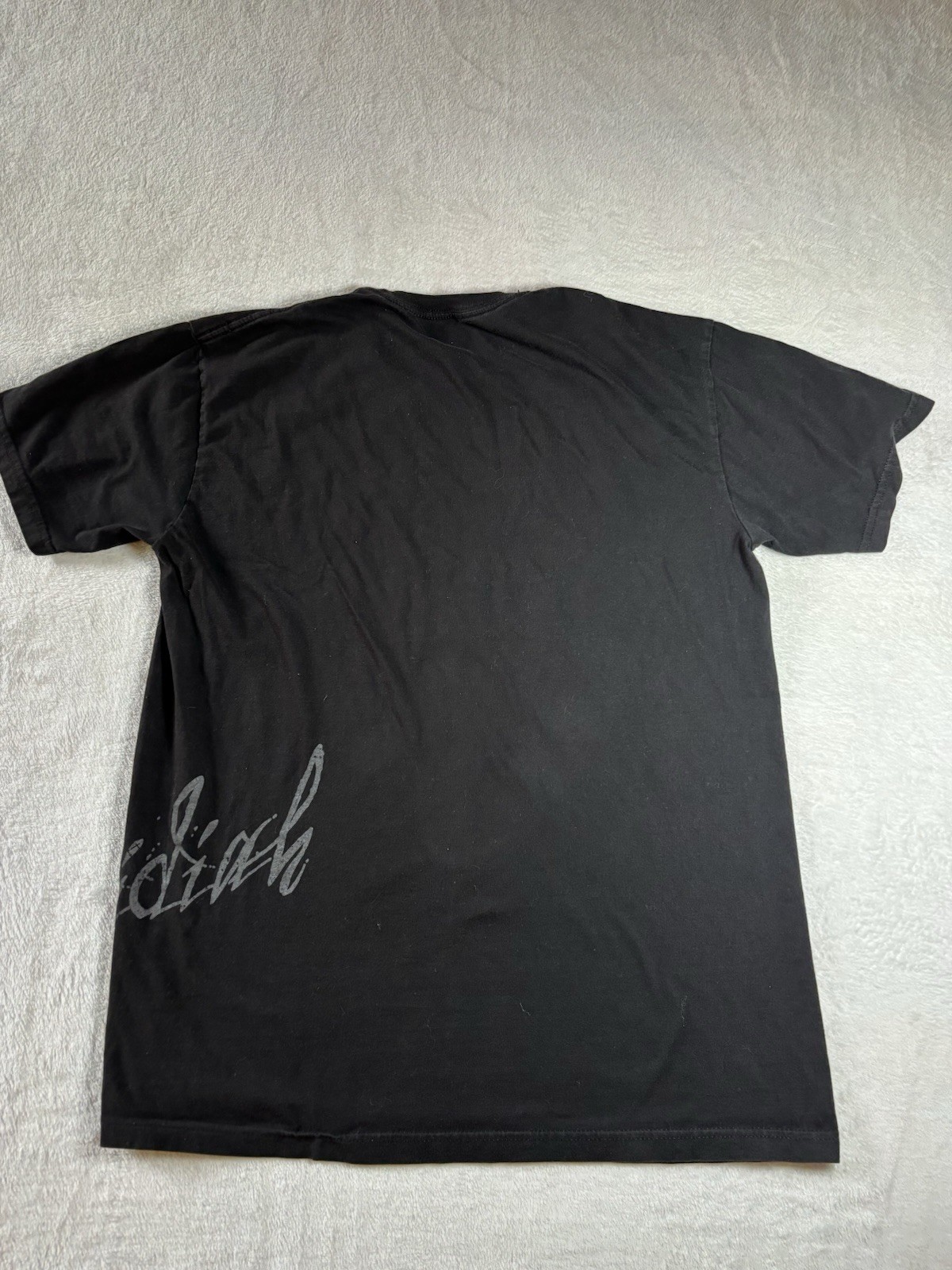 Jedidiah Buckle Brand Black T- Shirt Speckled Blue Graffiti Print Size L Gothic