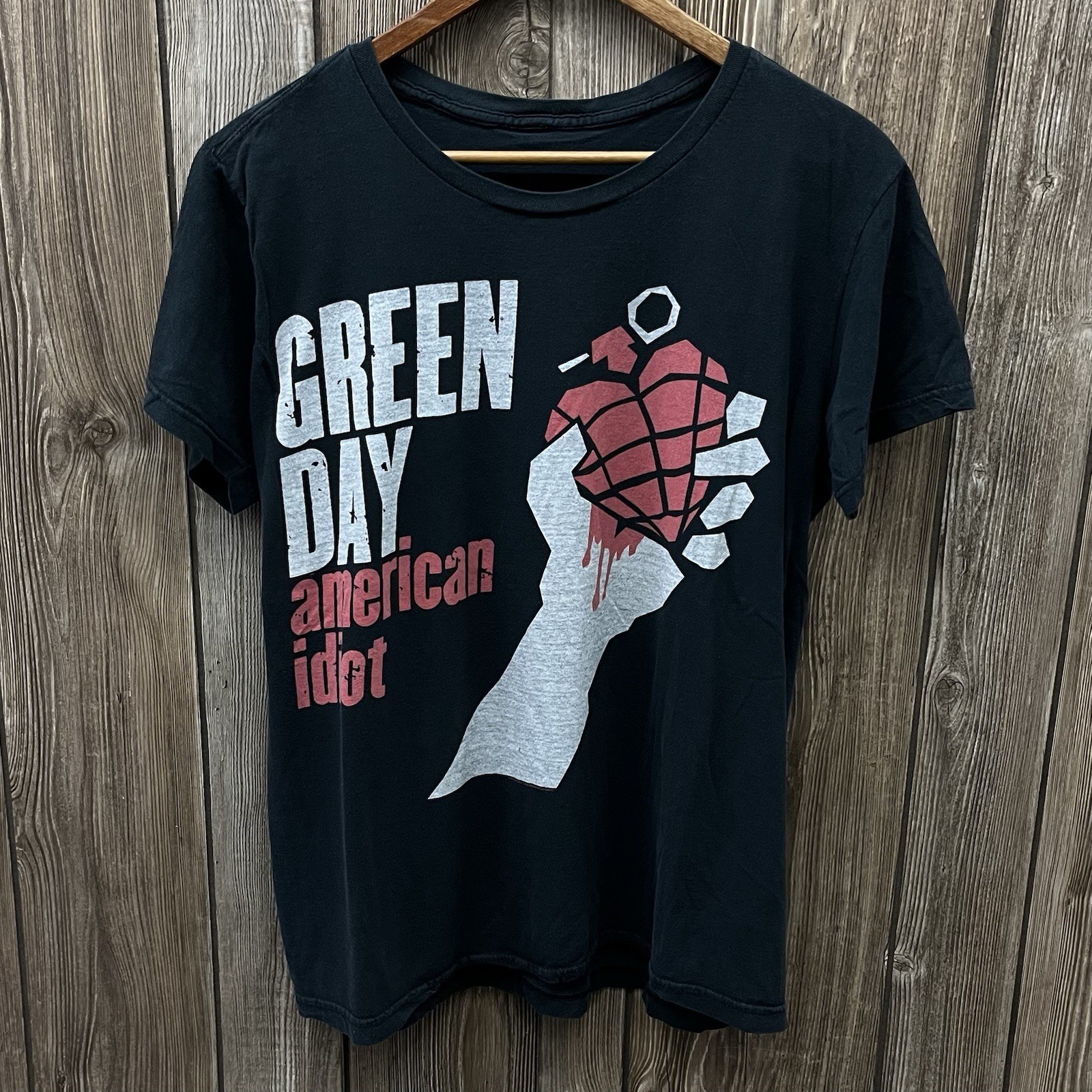 Green Day American Idiot Heart Grenade Graphic Band Tee Shirt Black Mens Large