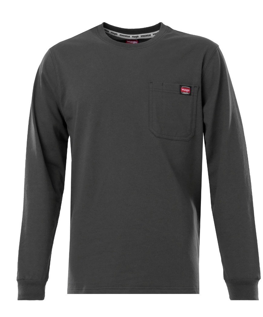 NEW Wrangler Workwear Long Sleeve Pullover Pocket Tshirt Gray Men’s Size Small