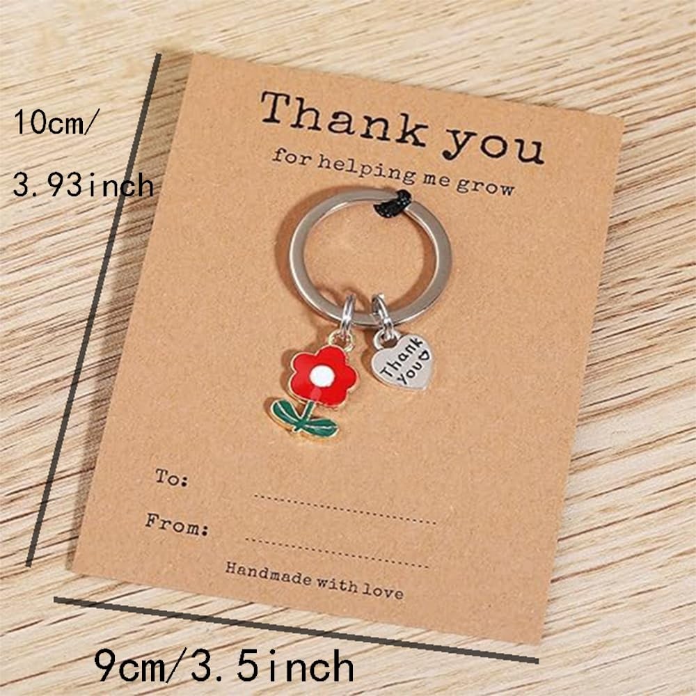 5PCS Flower Keychain Charms with Thank You for Helping Me Grow Cards Teacher …