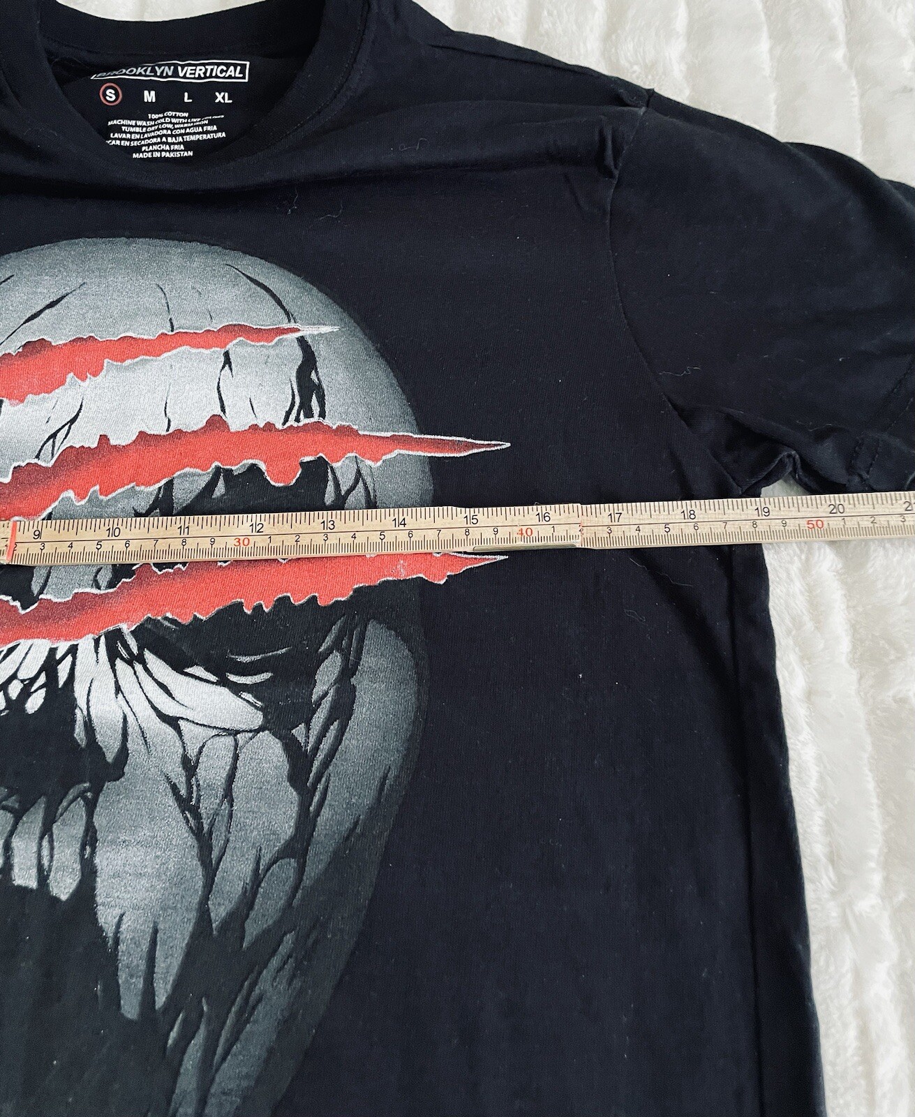 NWOT Brooklyn Vertical-Size Small Black Skull Horror Tee Shirt- Cotton- HH