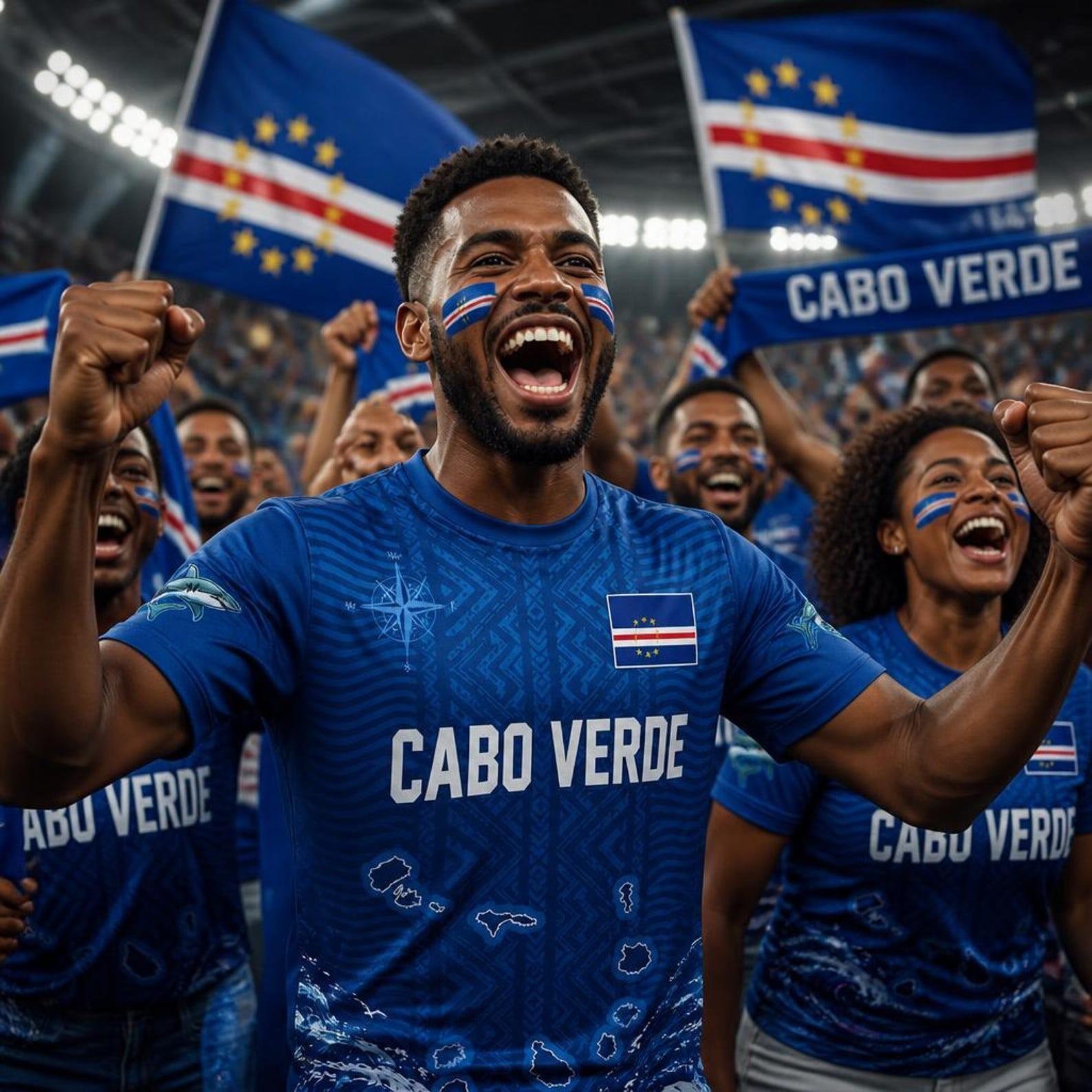 Custom Cabo Verde Jersey Shirt, Personalized Cape Verde Soccer Football T-Shirt,