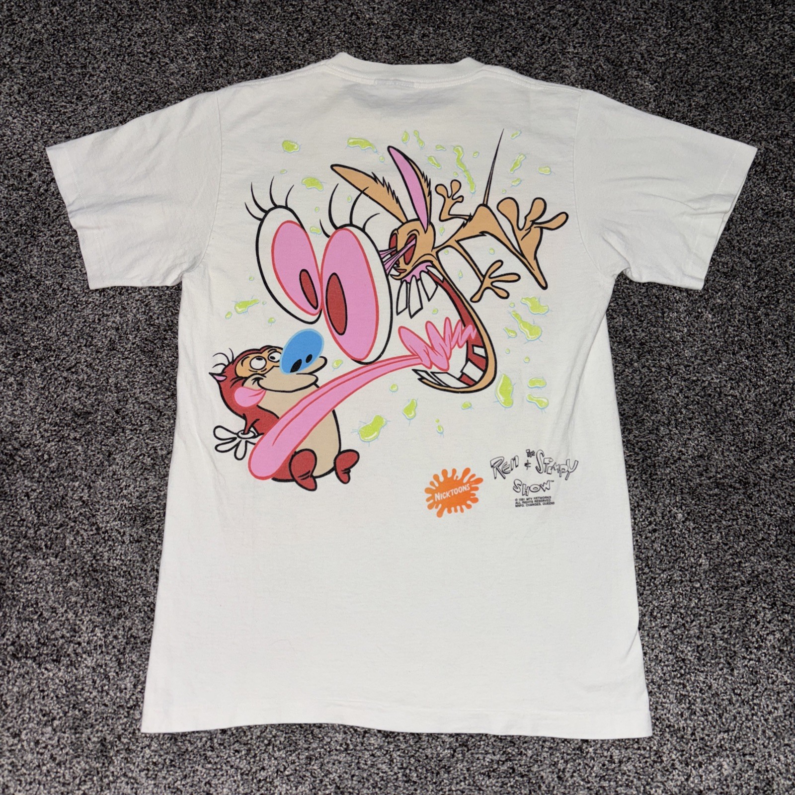Vintage Ren and Stimpy T-Shirt 1991 Nickelodeon Size Small Changes MTV No Tag