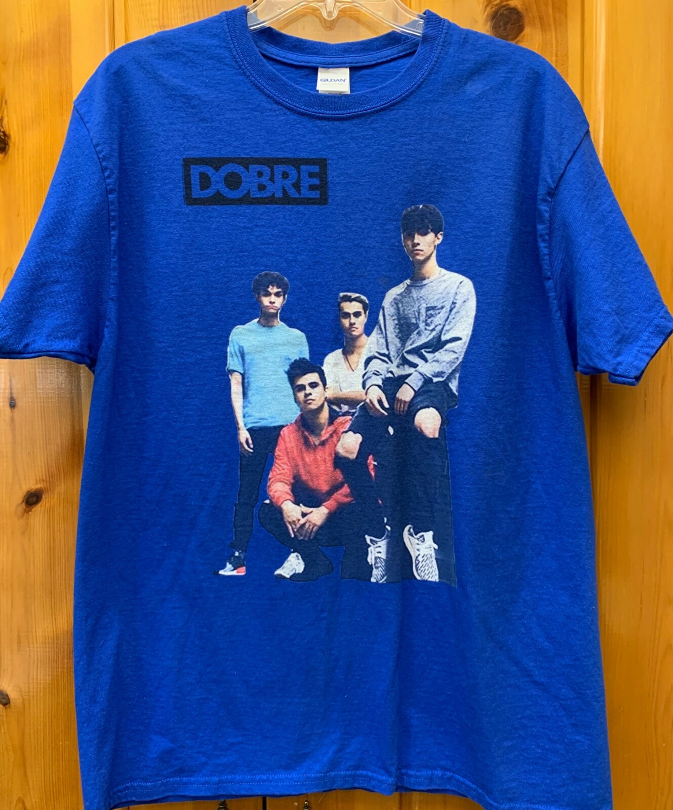 DOBRE TEE SHIRT, MENS SIZE L, BLUE, 100% COTTON, LOGO FRONT, MINT, NEVER WORN