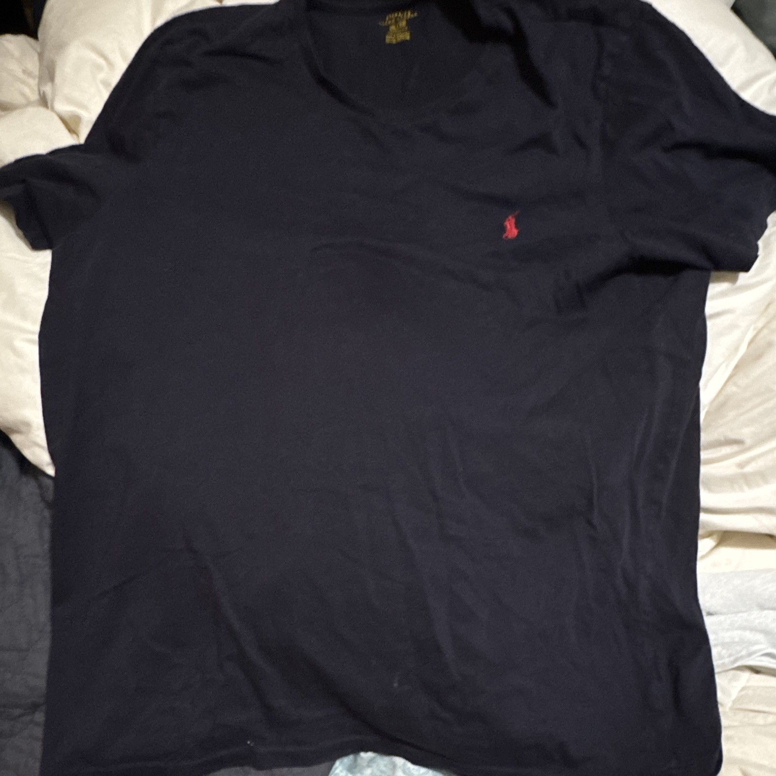 Polo Ralph Lauren Men’s XL/TG Navy Cotton Knit Custom Fit Logo Crew Neck Tee