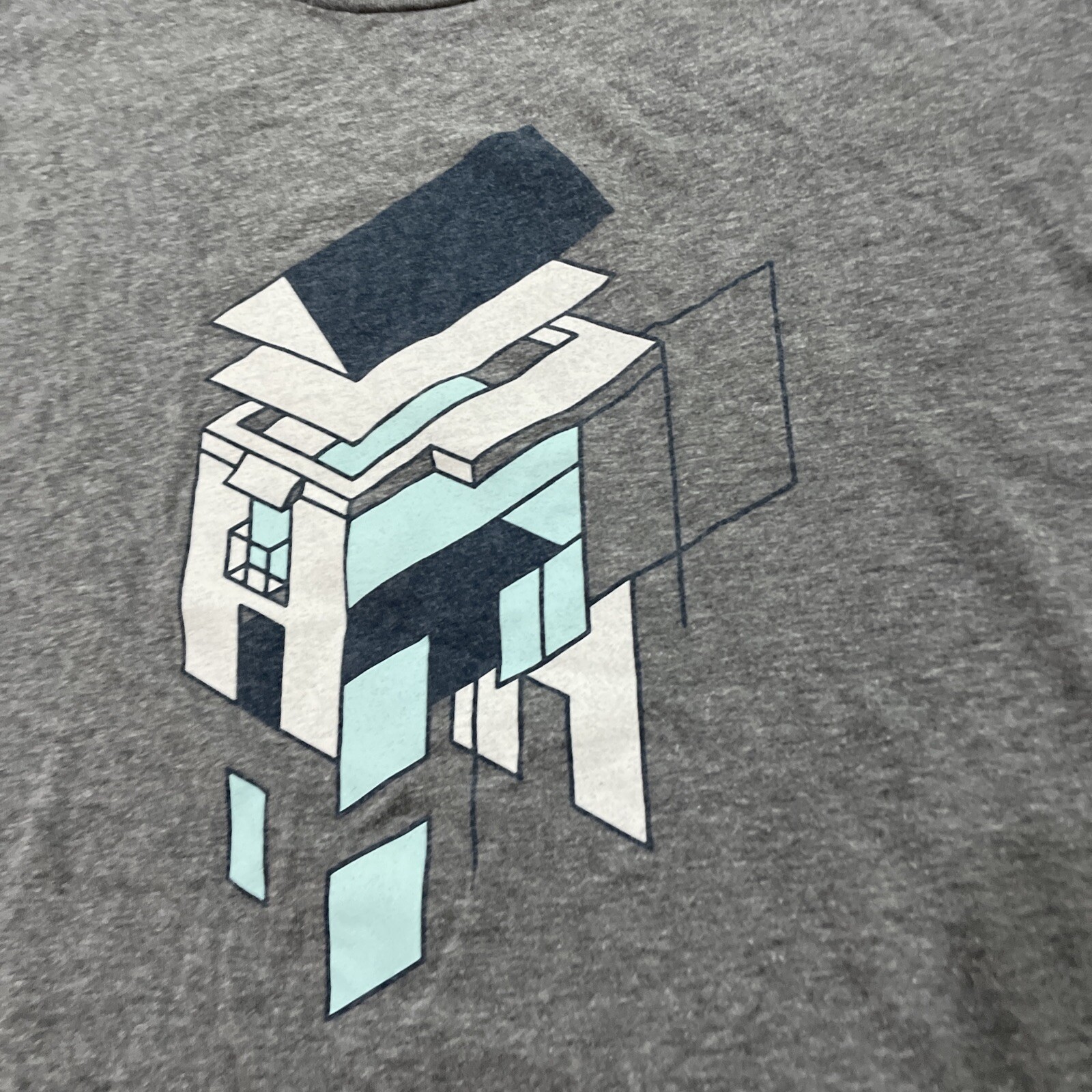 Geometric Art House Shirt Men L Stretch Graphic Tee Gray Casual Short Sleeve