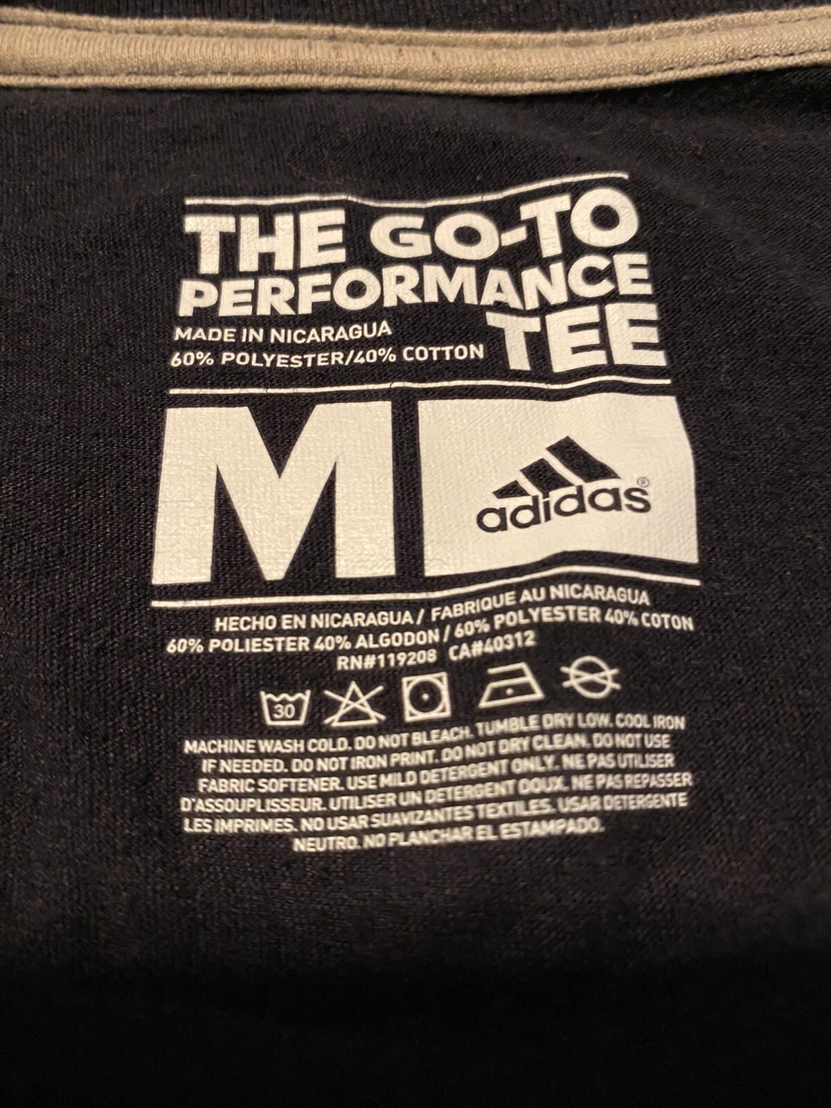 Adidas Go-To Performance Tee Climate Control Black White Short Sleeve Men’s SZ M