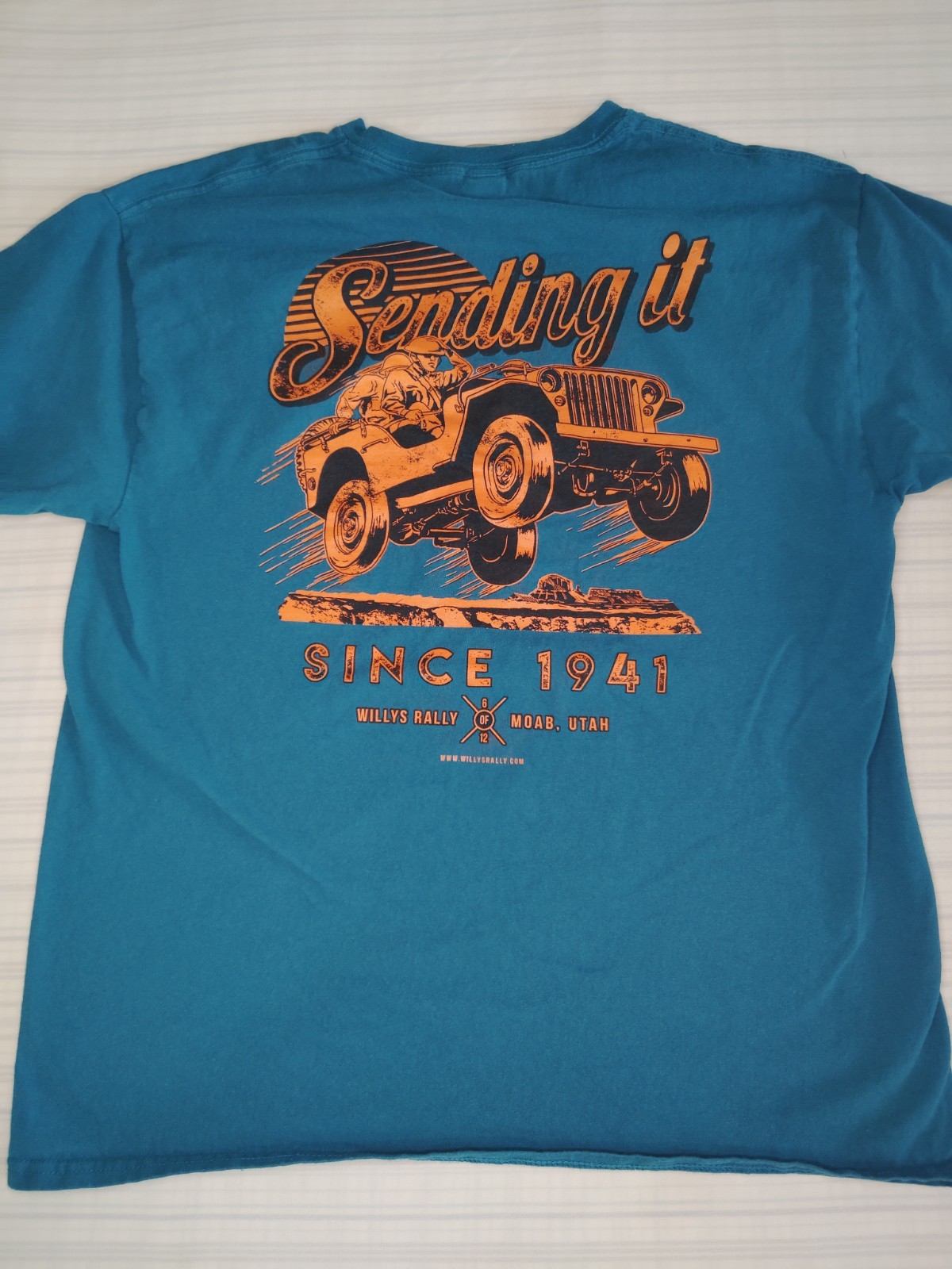 Willys Rally Moab Utah T-Shirt Mens Large Jeep Sending It Since 1941 4×4 Offroad