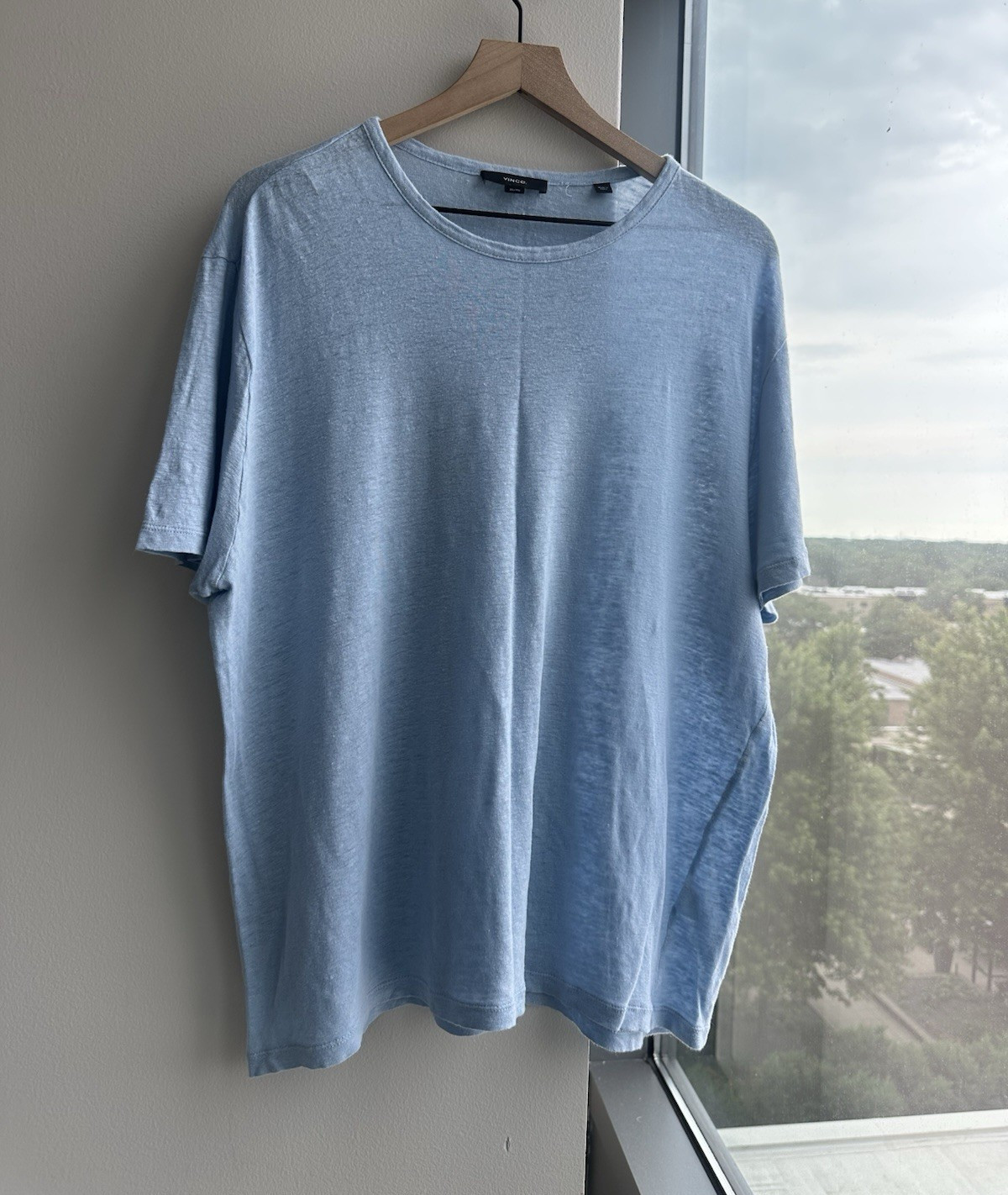 Vince. Blue Linen Knit Crew Neck Short Sleeve T-Shirt Men’s XL/TG Solid