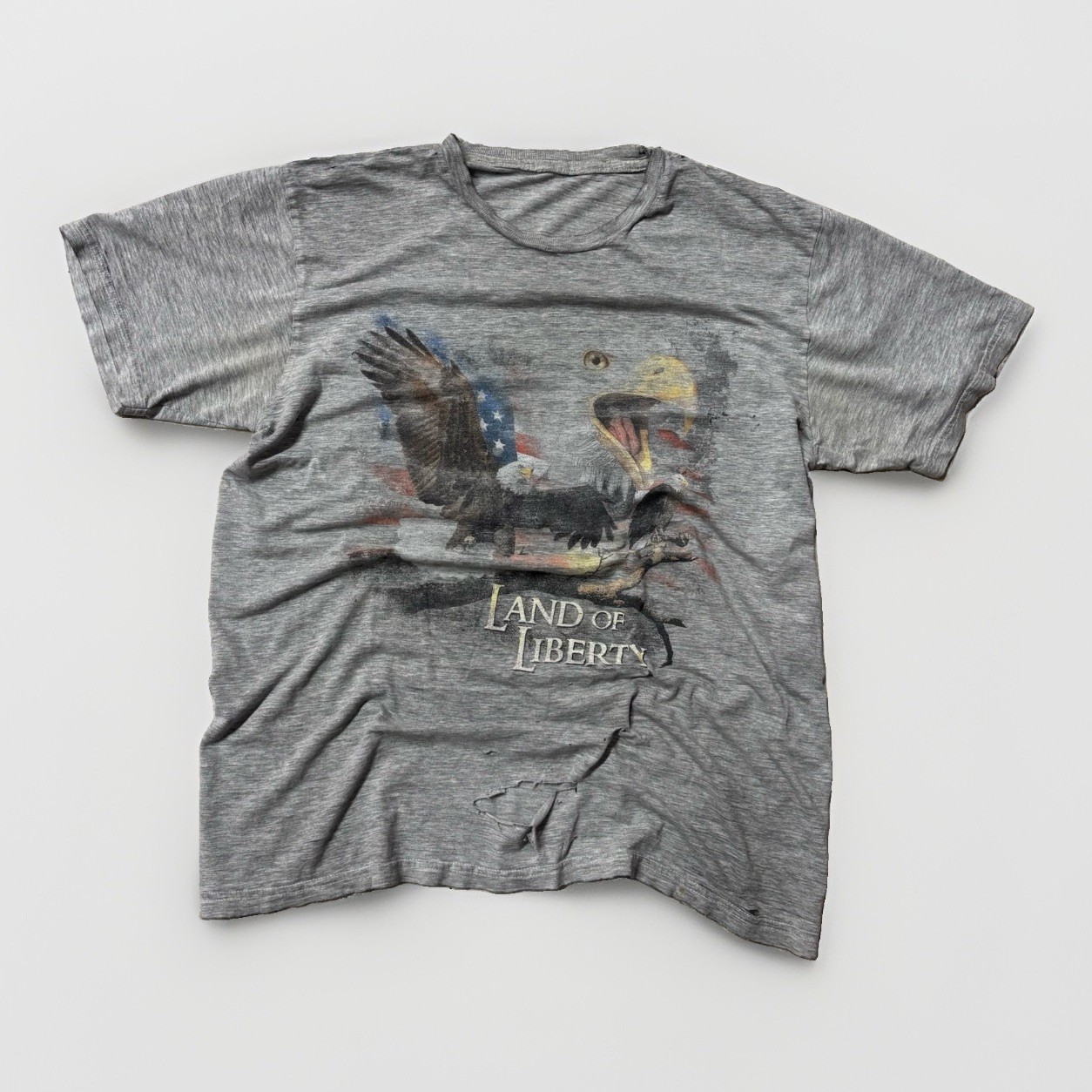 Vtg 80s 90s Paper Thin Distressed T Shirt Eagle American USA Tee Fade