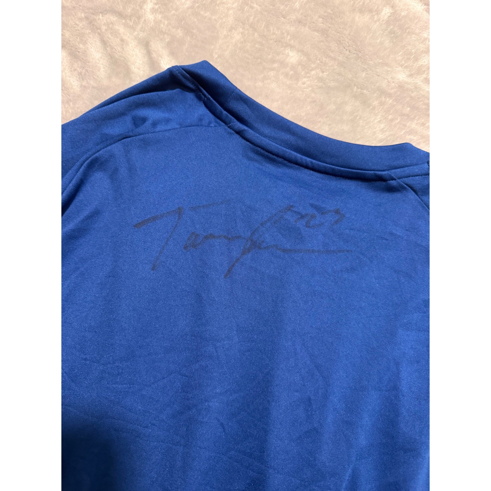 Rawlings Athletic Shirt Mens Large Blue Short Sleeve Performance Autographed