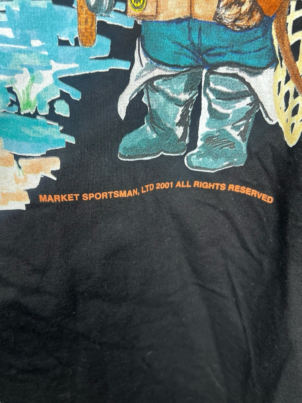 Vintage Y2K Market Sportsman Fishing Bears Graphic T-Shirt XL Black Outdoors