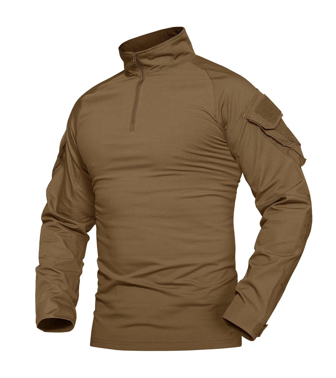 Mens Shirts Atheletic Training Outdoor 1/4 Zipper Long Sleeve Shirt with Pockets