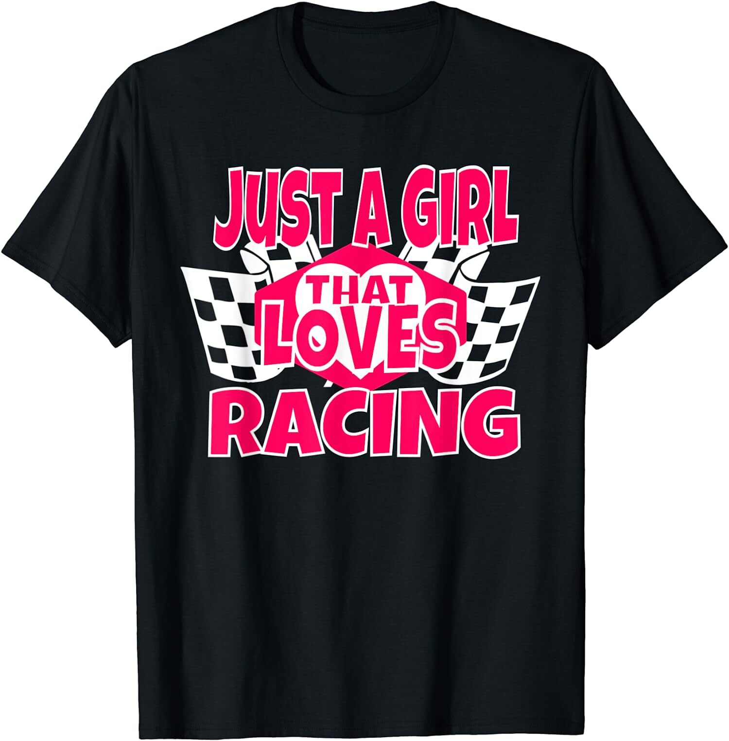 Just A Girl That Loves Racing Checkered Flag T-Shirt