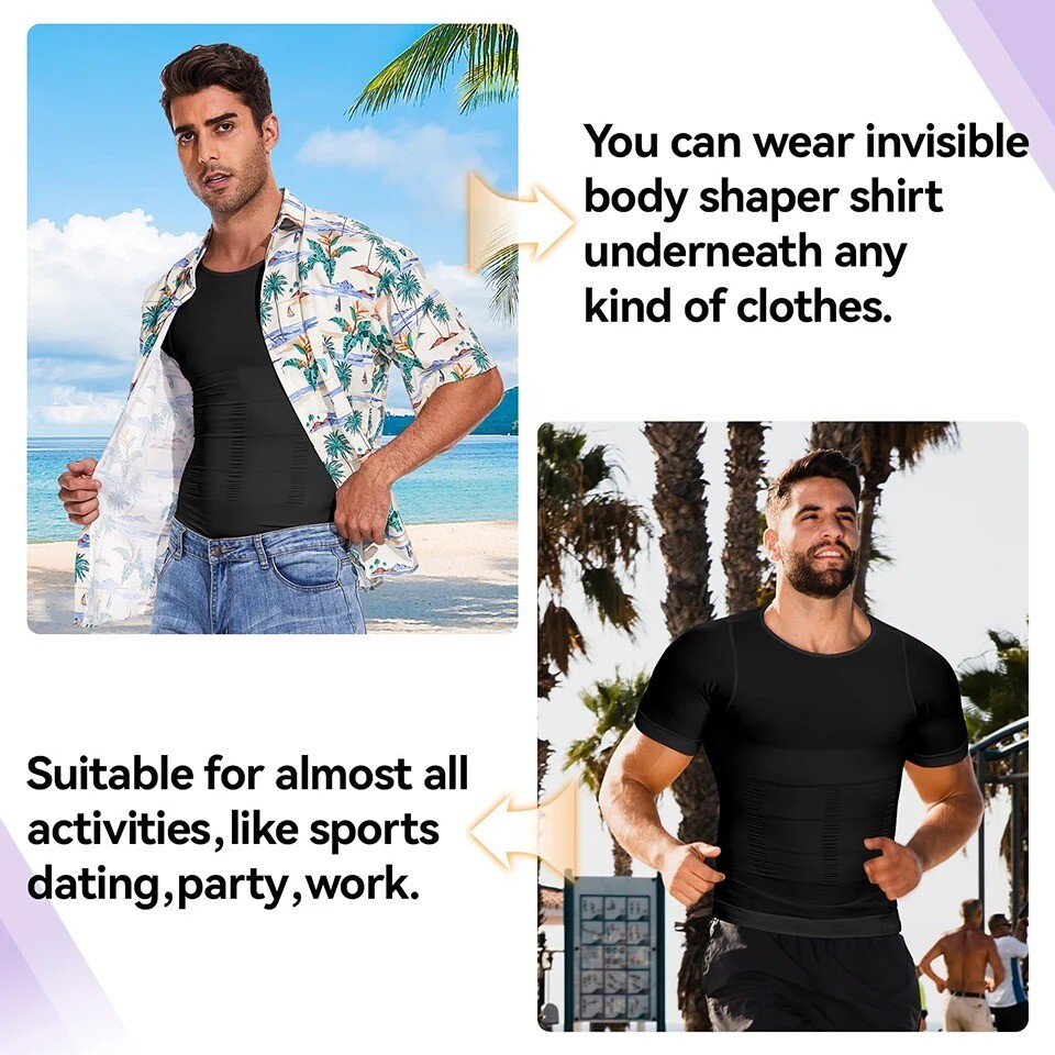 Gynecomastia Men’s Slimming Shaper Shirt Abs Abdomen Slim Compression Shapewear