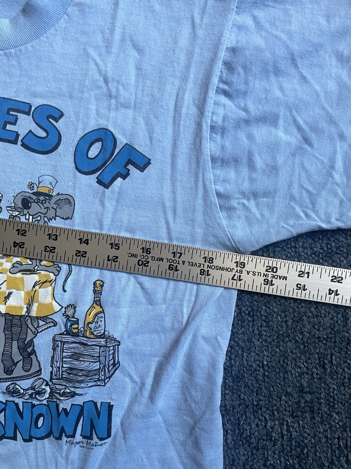 Vintage Lifestyles Of The Poor & Unknown Shirt Mens Medium Blue Cat 80s Funny