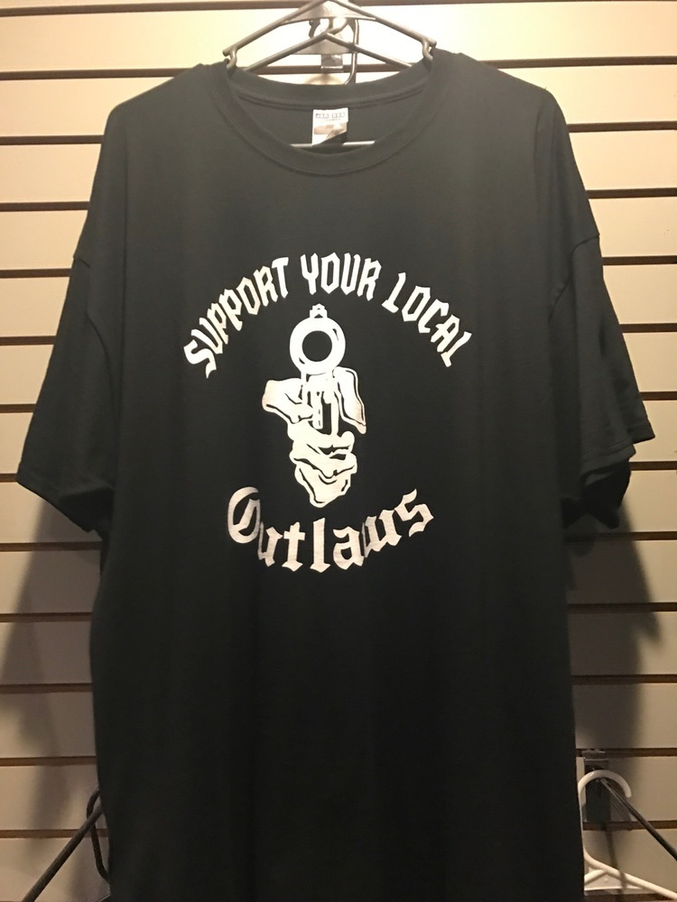 Support your local Outlaws Biker Motorcycle MC tee t shirt tee outlaw