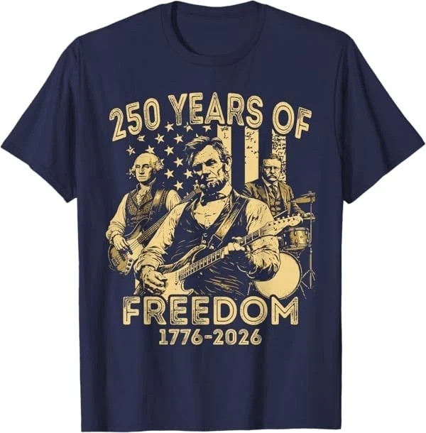 Abraham Lincoln Playing Guitar 4th July 250th Anniversary T-Shirt