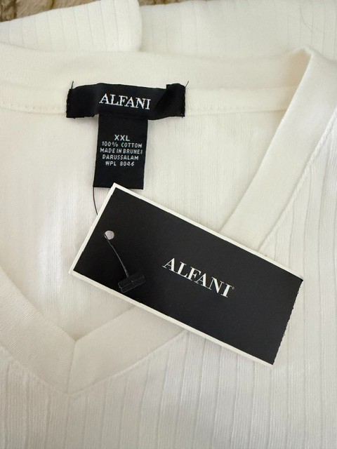 Alfani Men’s Short Sleeve Pullover V-Neck Ribbed Top White XXL NWT