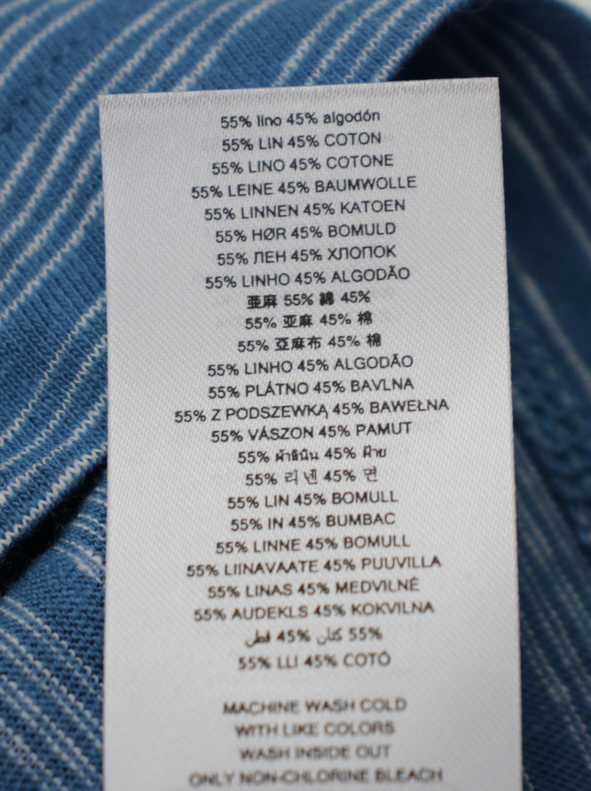 Michael Kors Shirt Mens Large Steel Blue Striped Linen Cotton Crew Neck Tee NWT