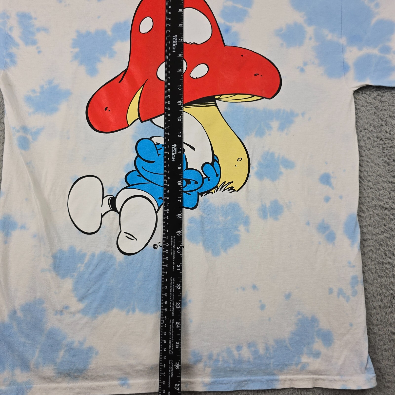 Smurfs Tie Dye Shirt Mens Large L Blue White Retro Mushroom Cartoon Casual NWT