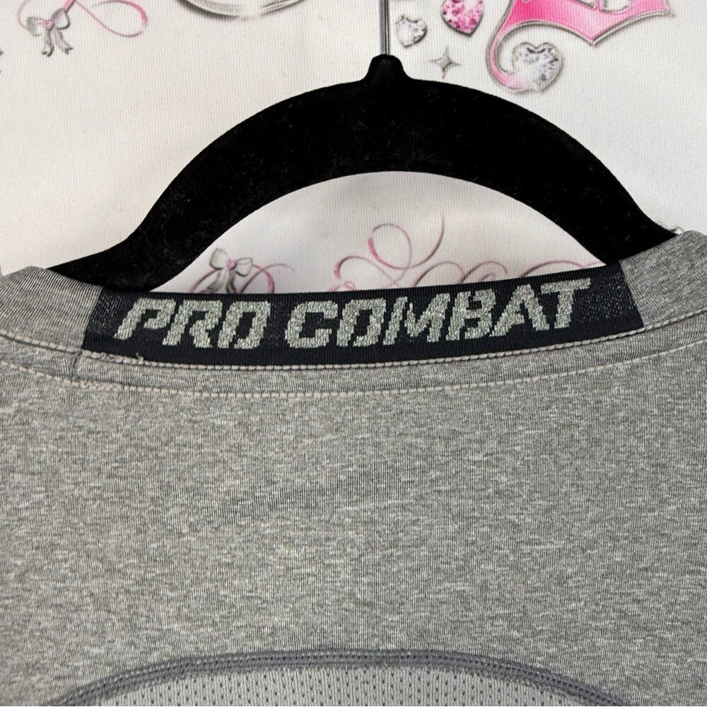 Nike long sleeve shirt dri fit grey silver Pro Combat Men’s Long Sleeve Gray Tee