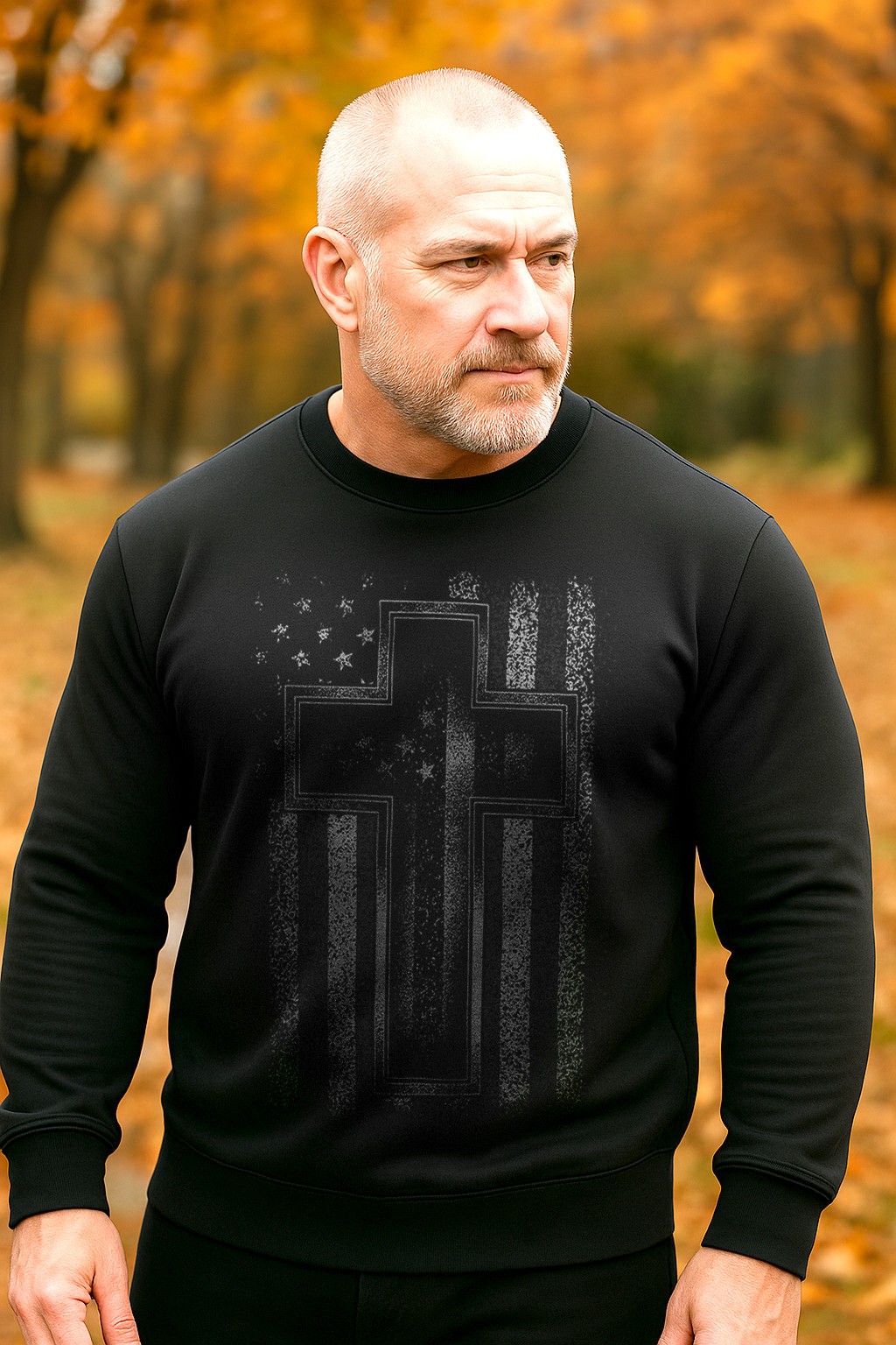 Christian Cross American Flag Sweatshirt | Faith & Patriotic Crewneck