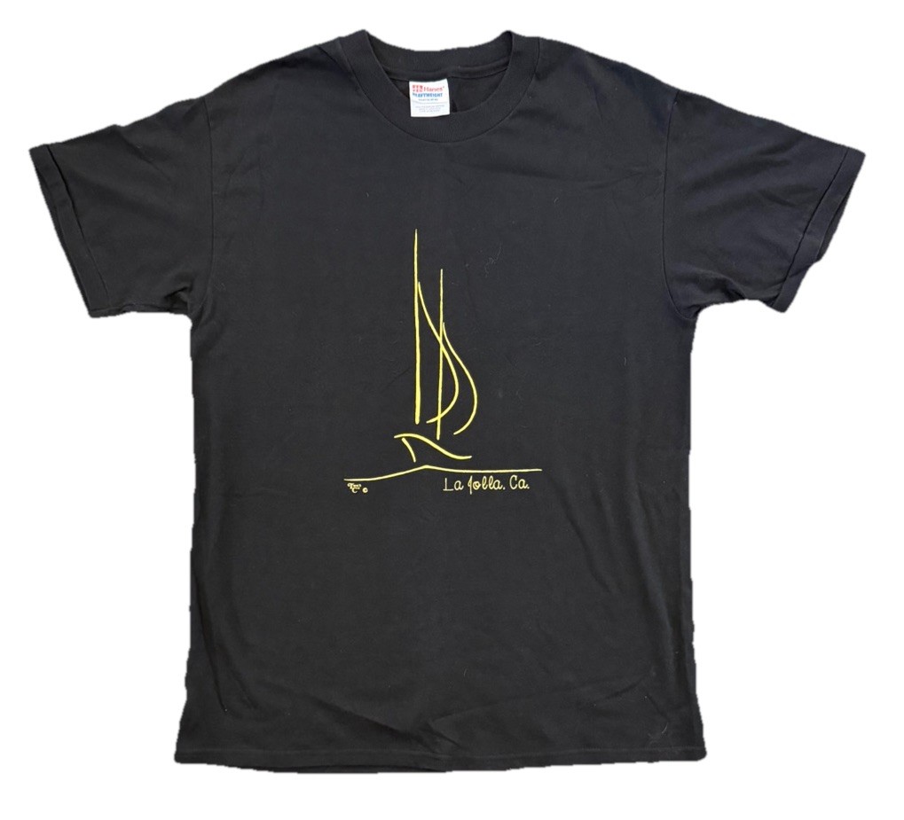 Vintage 90s La Jolla California Sailing T Shirt SZ M Single Stitch Gold Foil