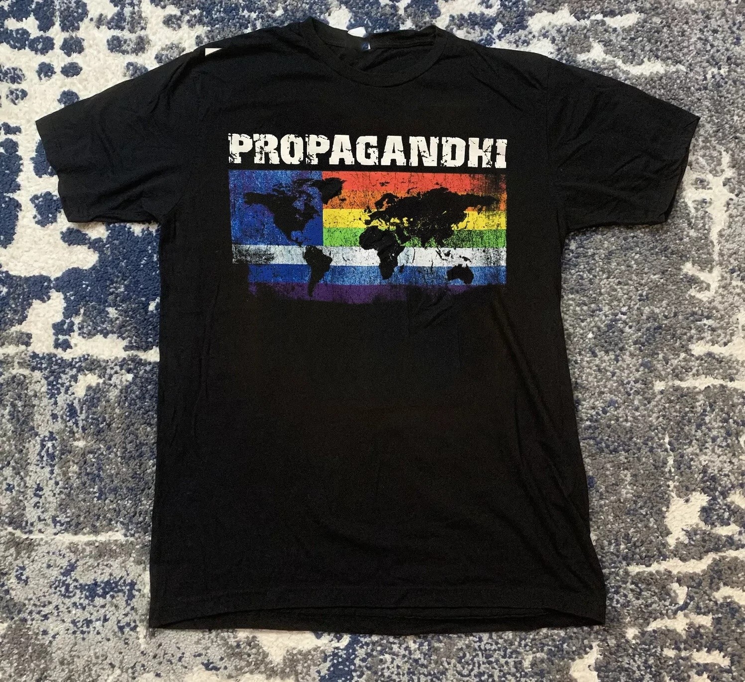 Propagandhi Band Flag Black Cotton T SHIRT