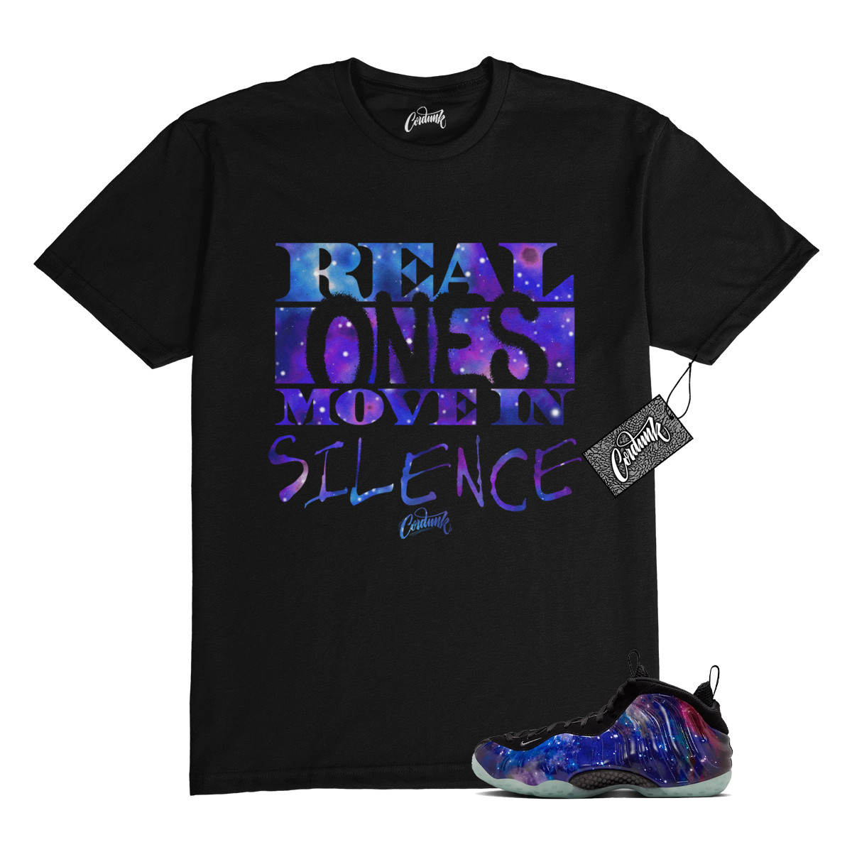 Galaxy Foamposite One Zoom Rookie Obsidian Black Anthracite T Shirt Match REAL