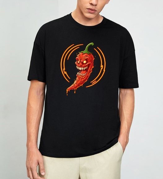 Fiery Evil Chili Pepper Mascot Spicy Heat T-Shirt Size S-4XL