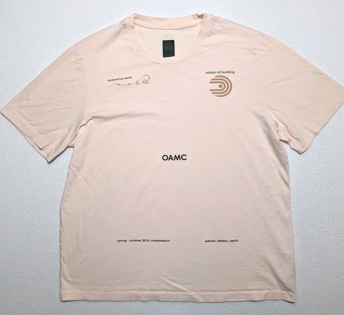 OAMC School of Building SS19 Bauhaus Graphic T-Shirt Size M Made in Greece