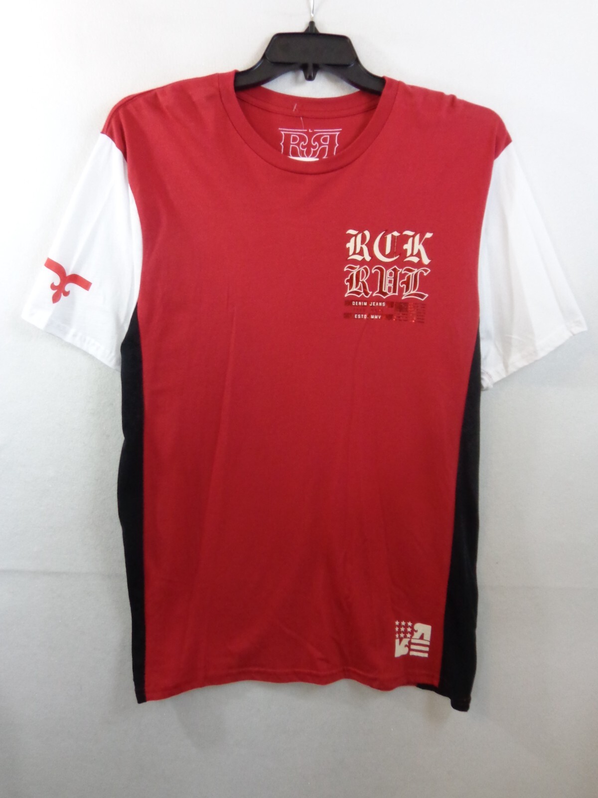 Rock Revival T Shirt Men’s L Red Short Sleeve Big Logo Double Sided New With Tag