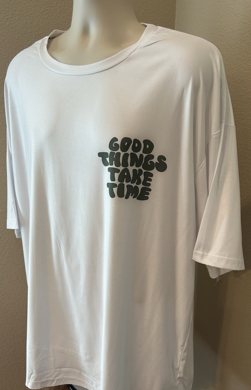 Brooklyn Vertical Men’s XL White Gym T-Shirt Good Things Take Time