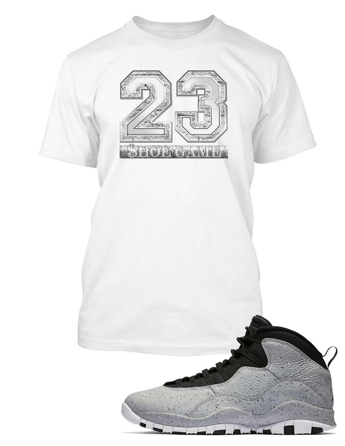Mens 23 Street Graphic Sneaker Tee Shirt to Complement J10 Light Smoke Shoe