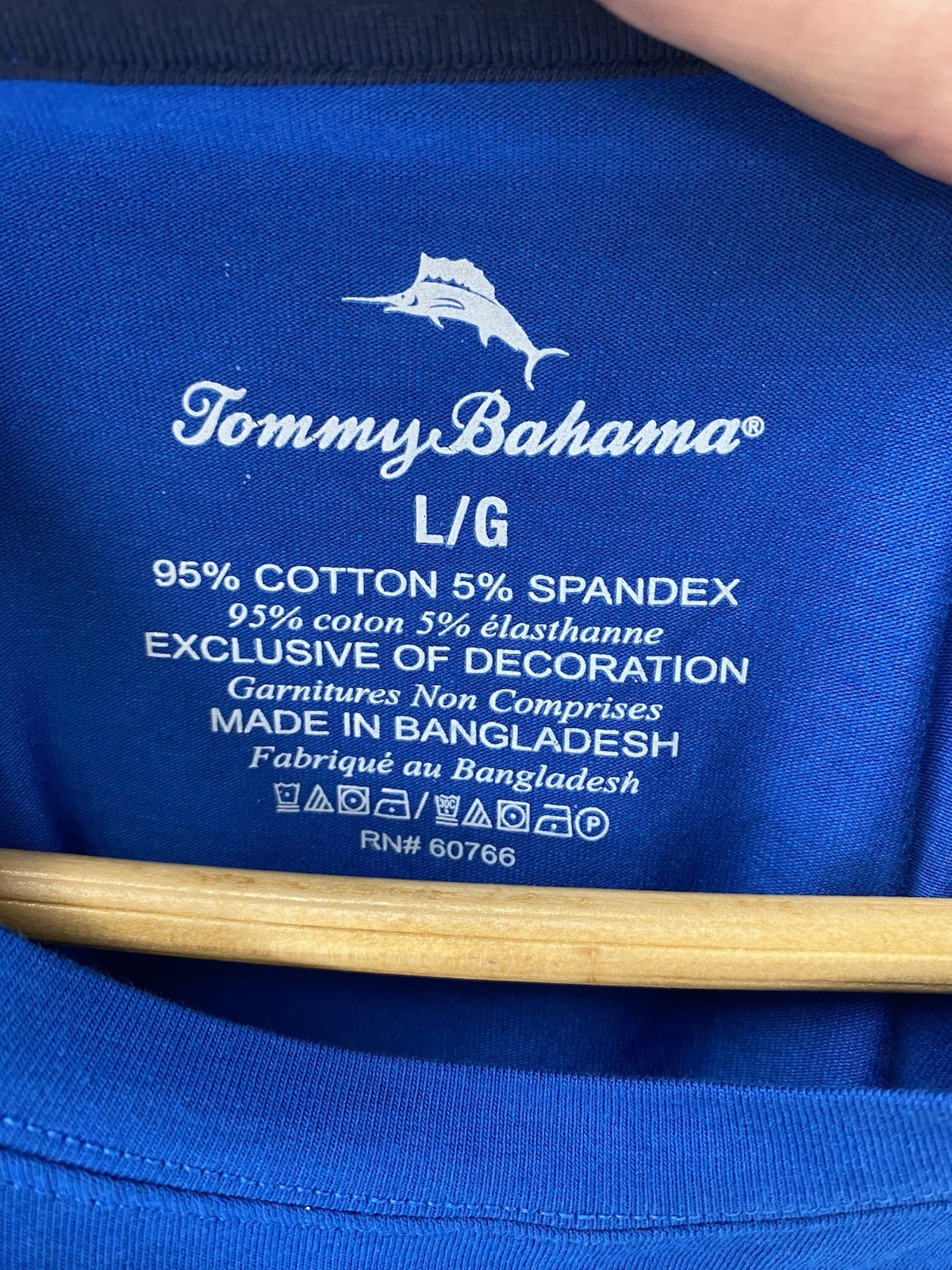 Tommy Bahama Blue Marlin Logo Crew Neck Short Sleeve Knit Stretch Tee Men L