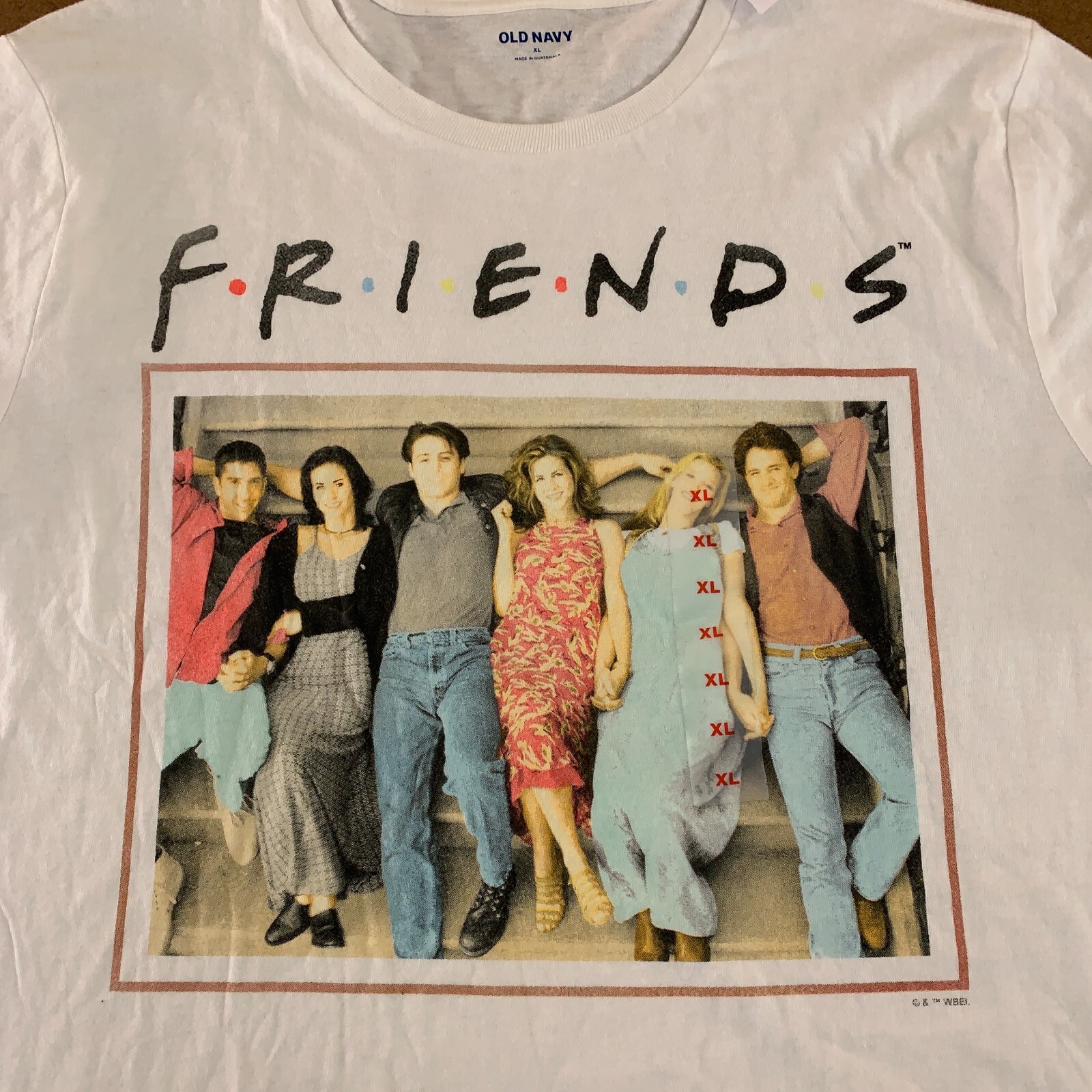 Old navy Mens Size XL White Cotton Friends Graphic Short Sleeve T-Shirt NWT