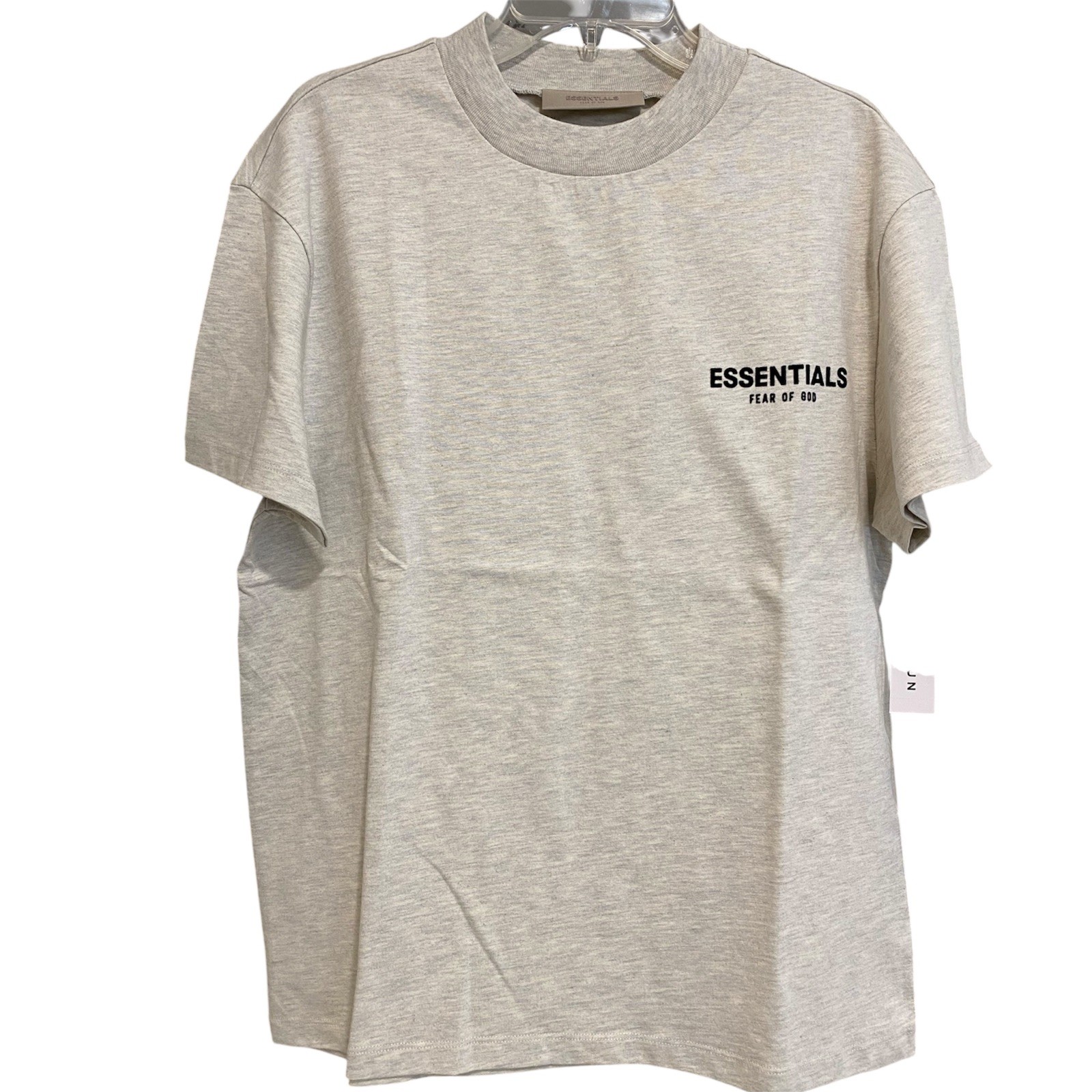 Essentials Men’s Light Oatmeal Logo Cotton Crew Neck Short Sleeve T-Shirt XS