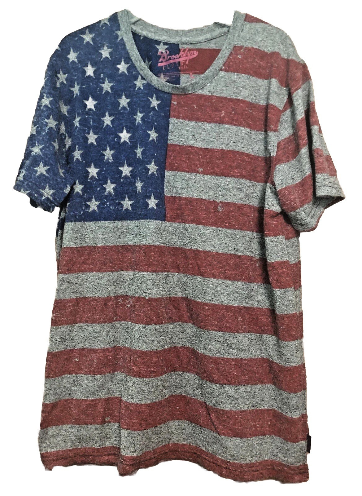 USA Flag T Shirt by Brooklyn Cloth, Casual, Size Large, Gray
