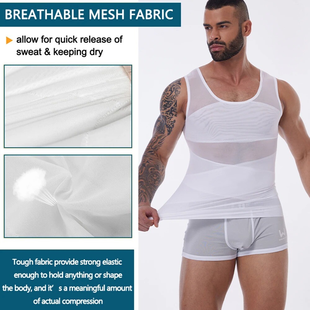 Men Slimming Body Shaper Tank Top Abdomen Gynomastica Compression Vest Shirt