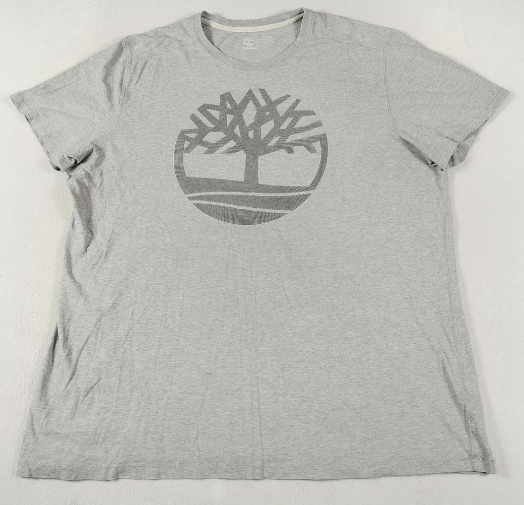 Timberland Shirt Mens 2XL Lot 2 Gray Black Tree Logo Graphic Tee Tagless Organic