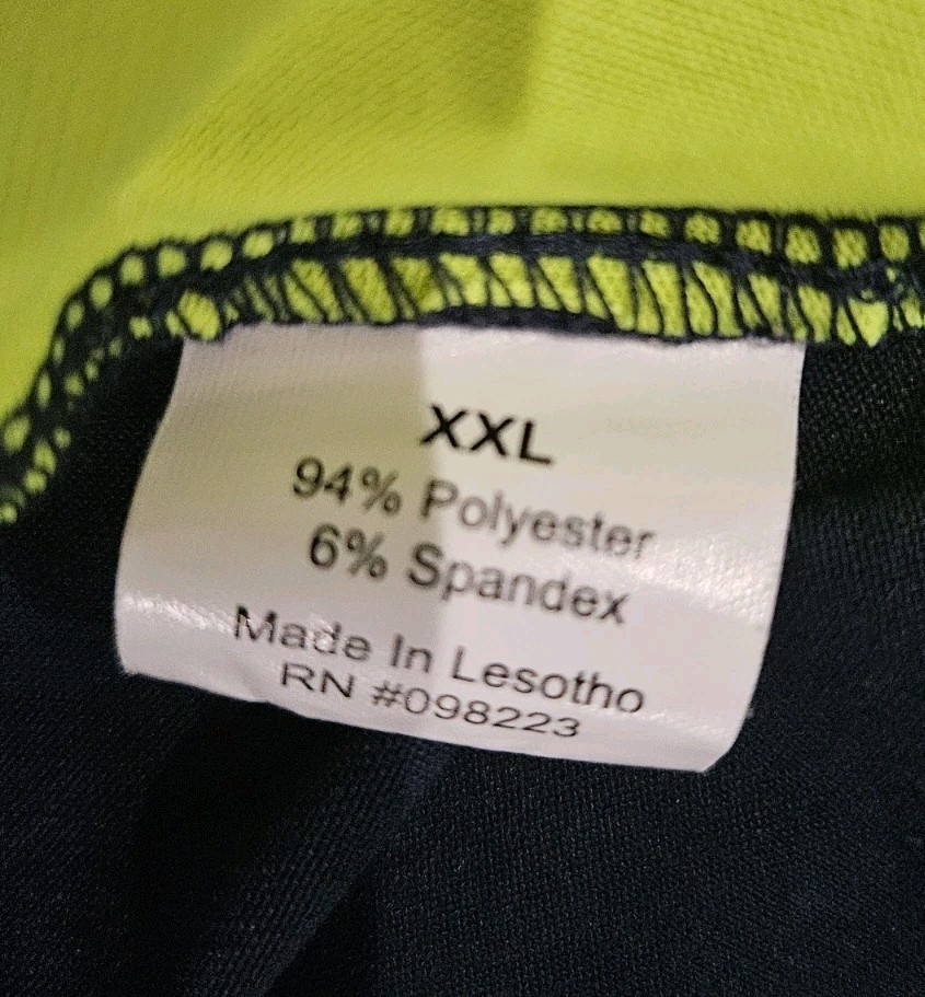 Mens XXL Two Tone Pullover BCG Navy Neon Yellow Short Sleeves Side Panels