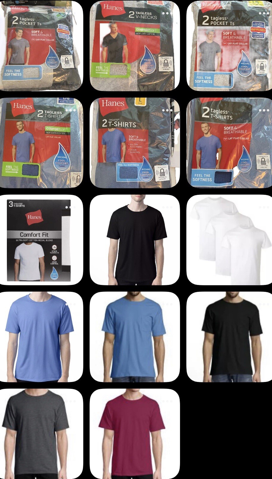Hanes Men’s T-shirt single, 2 pack or 3 pack various colors available, new